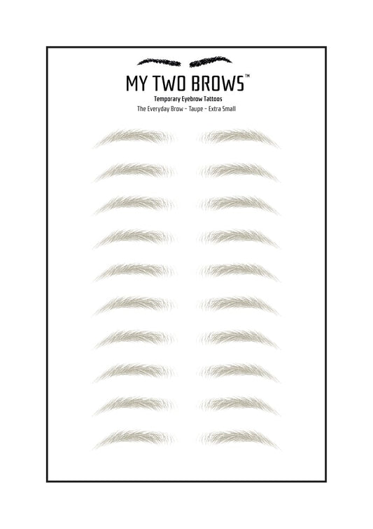 (10 pairs) Taupe Temporary Eyebrow Tattoo - Extra Small Size - Waterproof & Smudgeproof - Everyday Brow Style Eyebrow Stickers - Sheet Lasts up to 30 Days - Won't Work on Existing Brows