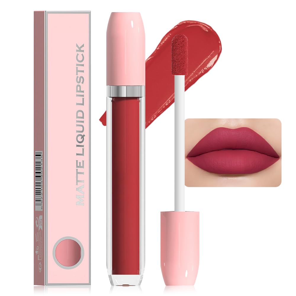 BINGBRUSH Super Matte Longwear No-Budge Stay On Smudge Proof Liquid Lipstick Long Lasting Makeup for Women,Highly Pigmented Color and Instant Shine, Cheeky