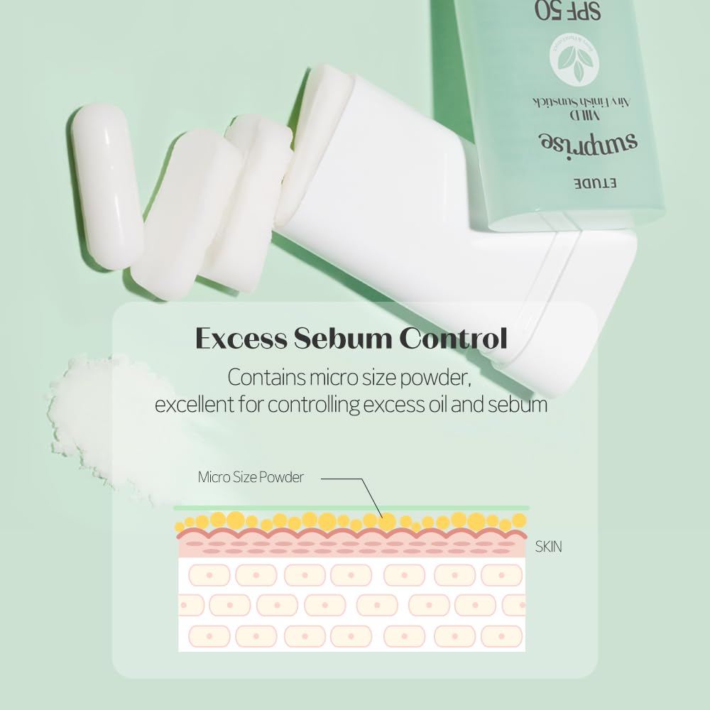 ETUDE Sunprise Mild Airy Finish Sunstick SPF50+ PA++++ Powdery sunscreen, Vegan, Non-Greasy, Sebum Control, Matte Finish, Sensitive Skin Friendly, 19g