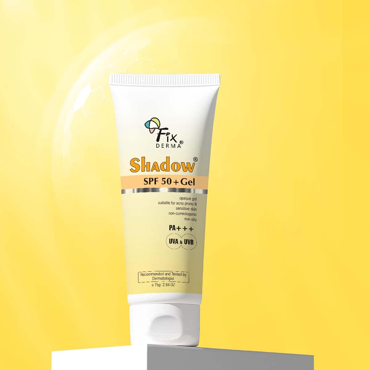 Fixderma Shadow SPF 50+ Gel Sunscreen for Face | Titanium Dioxide & Zinc | Broad Spectrum UVA and UVB Protection | Water Resistant, Lightweight Sunscreen - 2.64 Oz