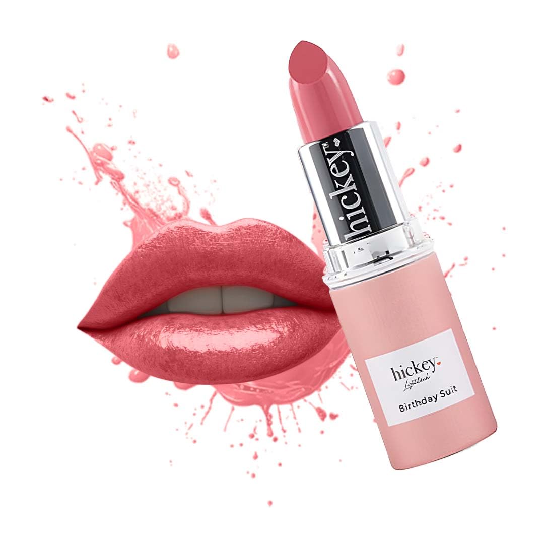 Hickey Lipstick Birthday Suit Best Nude Lipstick Refill - Long Lasting Lipstick for Women, Hydrating & Moisturizing Shade, Lip Color for Women (Birthday Suit Nude)