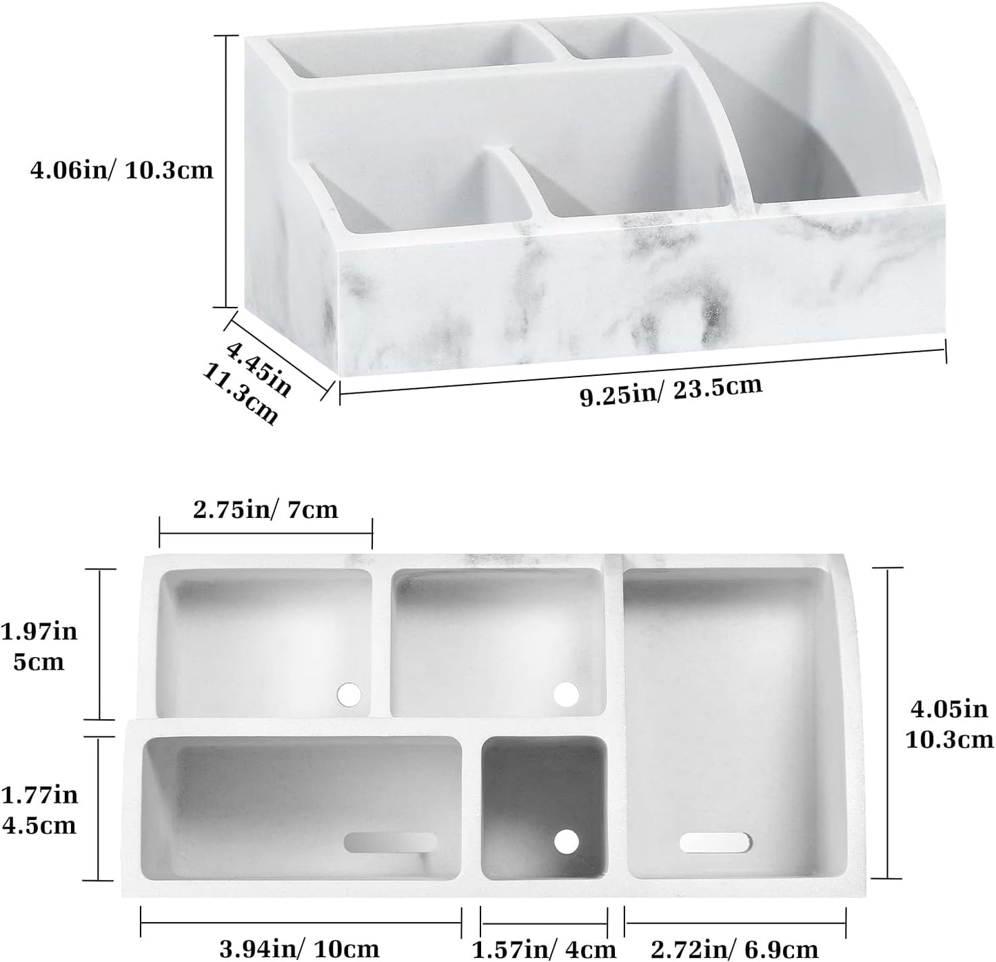 Luxspire Bathroom Counter Organizer, 5 Slot Toothbrush Holder, Marble Bathroom Accessories, Gravel White