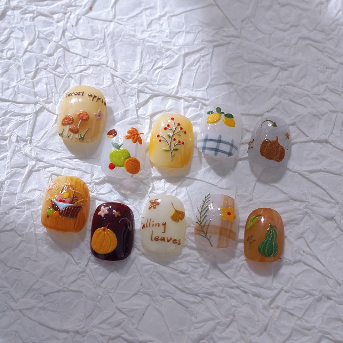 5D Embossed Nail Art Stickers Fall Nail Decals Pumpkin Nail Sticker Thanksgiving Day Art Decorations Nails Art Supplies Self-Adhesive Autumn Leaves Nails Stickers for Women Manicure