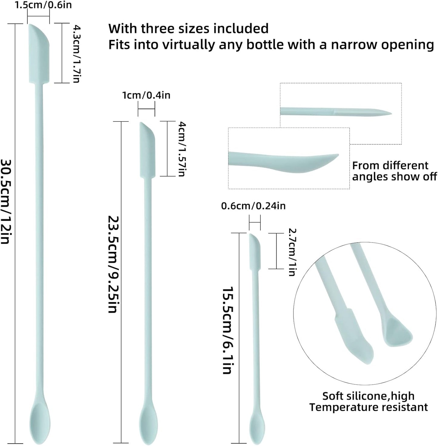 6 Pieces Multi Size Makeup Spatula, Beauty Spatula, Mini Small Silicone Spatula Set for Beauty and Kitchen, Tiny Scraper for Jar, Kitchen Bottles, Cosmetic (Macaron Blue)