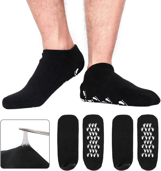 Codream Large Men's Moisturizing Gel Socks Men's Feet Care Ultimate Treatment for Dry Cracked Rough Skin on Feet Pack of 2 Pairs Black US Men 10-15