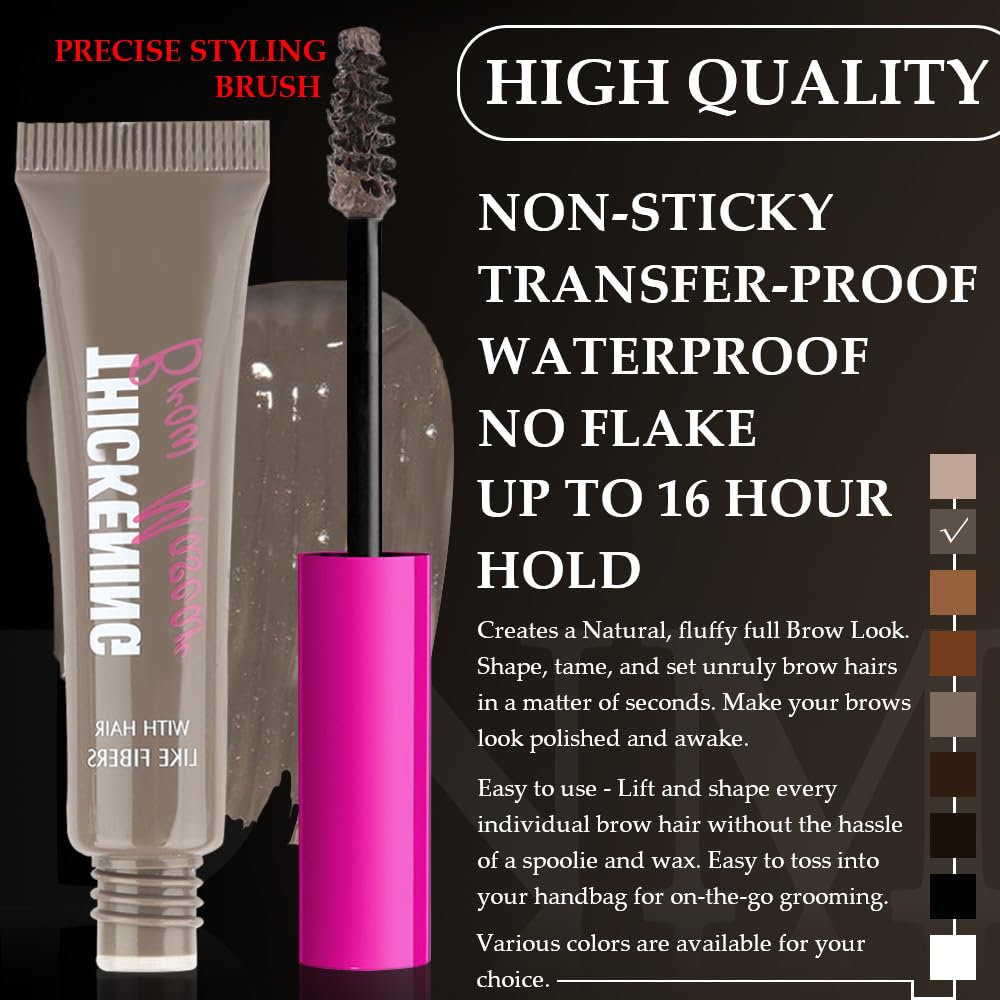 Tinted Thickening Brow Mascara,Brow Fast Sculpt,Waterproof, Transfer-proof, Brush to Fill in Eyebrows and Cover Gray Hairs - Cruelty Free - Light Medium Brown (1pc 02 Cool Blonde)
