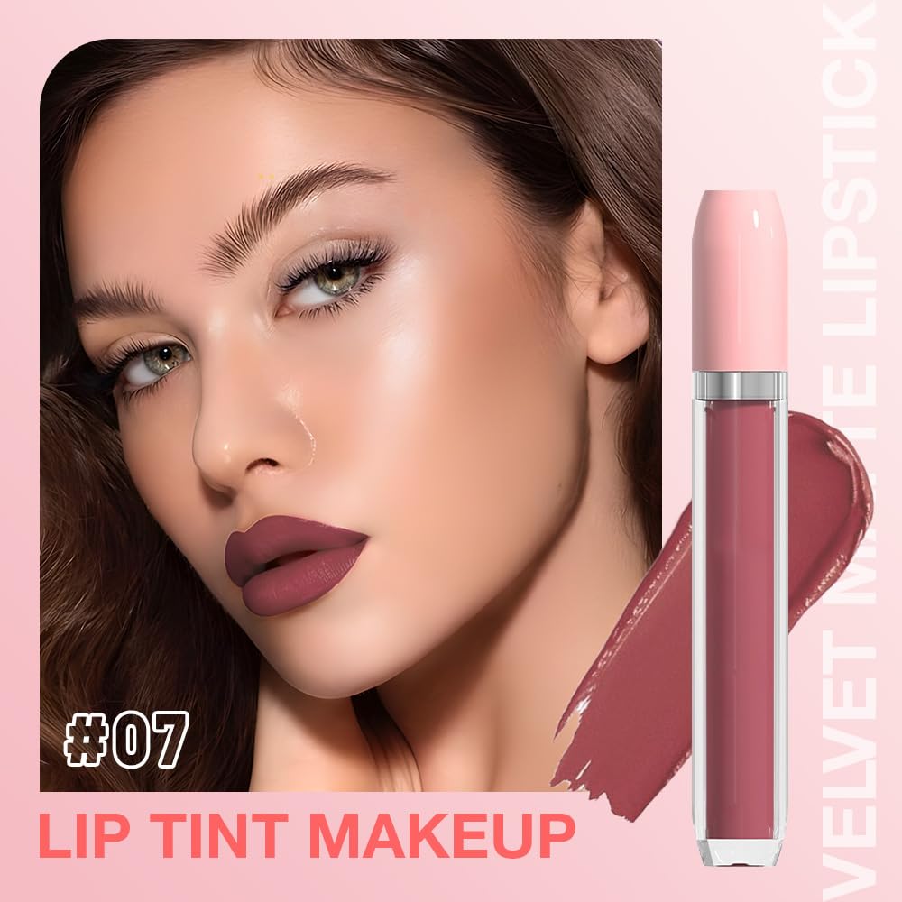 BINGBRUSH Super Matte Longwear No-Budge Stay On Smudge Proof Liquid Lipstick Long Lasting Makeup for Women,Highly Pigmented Color and Instant Shine, Cheeky