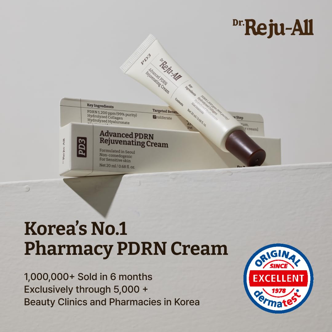 Dr. Reju-All Advanced PDRN Rejuvenating Cream – 99% Pure Salmon DNA PDRN Face Moisturizer – Optimal 1200ppm Concentration for Glow Skin – Korean Anti-Aging Skin Care Face Cream - 2.0 Fl Oz