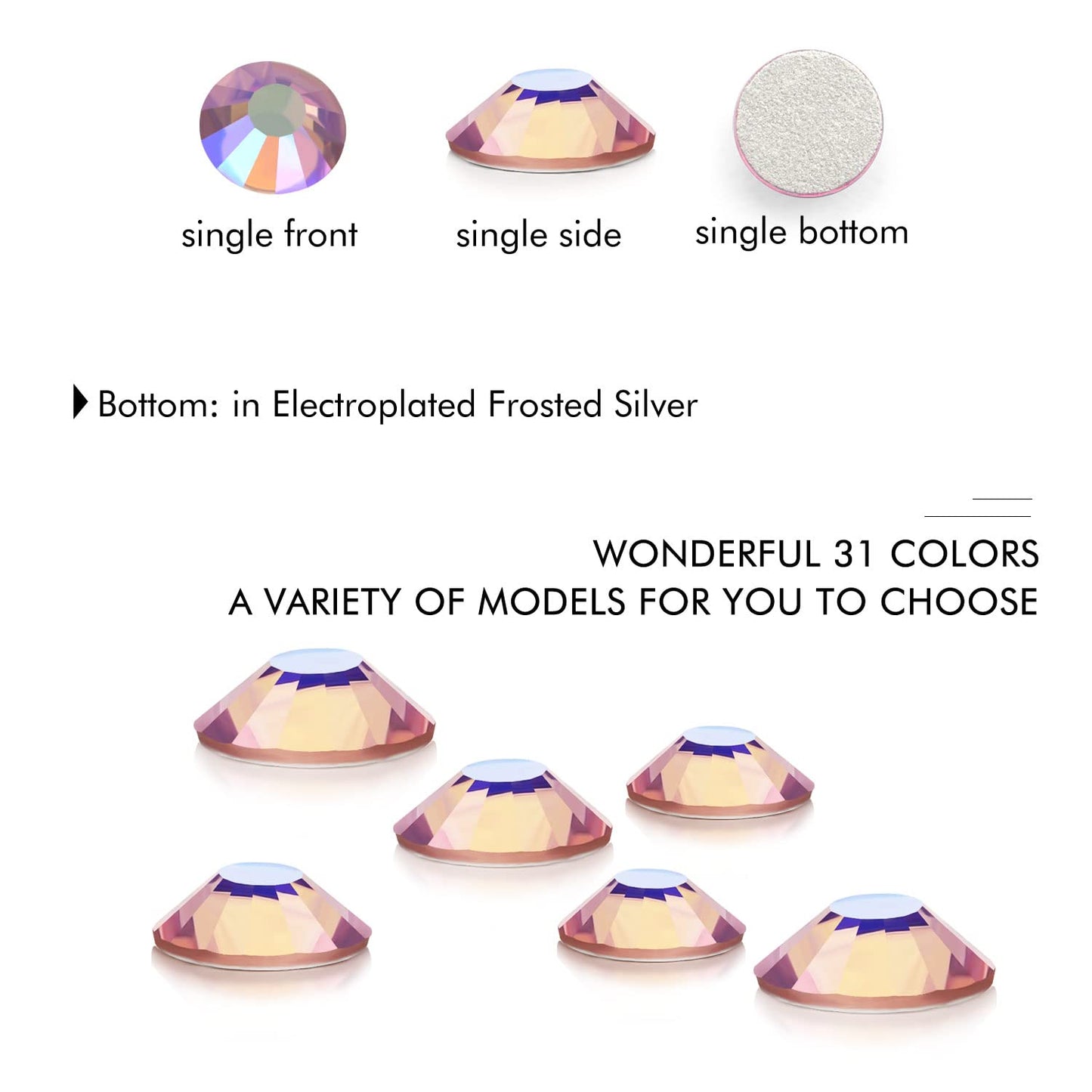 1440Pcs Light-Purple Ab Crystal Rhinestones,Glass Flatback Rhinestones Gemstones for Nail Face Makeup Art Crafts Clothes Decoration-(SS16,4.0mm,Light-Purple Ab)