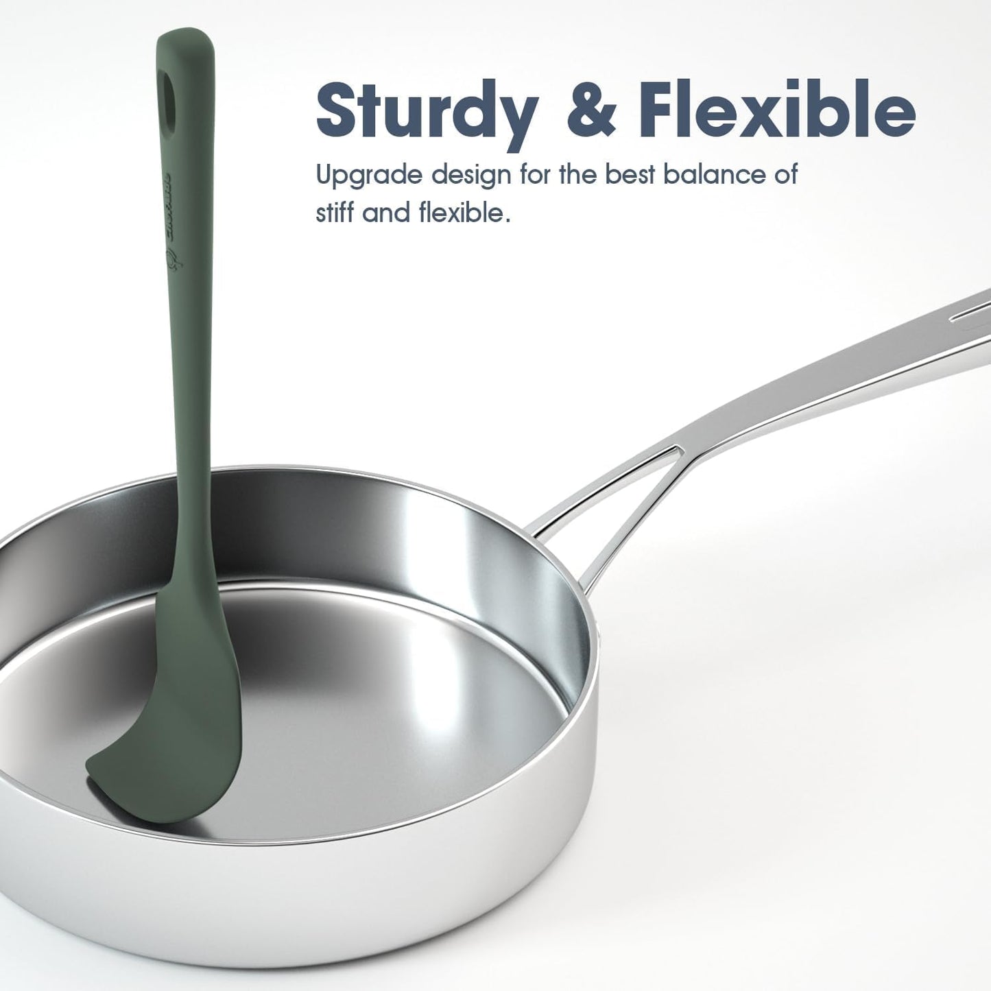 4 Pieces Silicone Spatula Set, Food Grade Rubber Spatula, Upgrade Strong Handle with Ergonomic Grip, Heat Resistant for Nonstick Cookware, Cooking