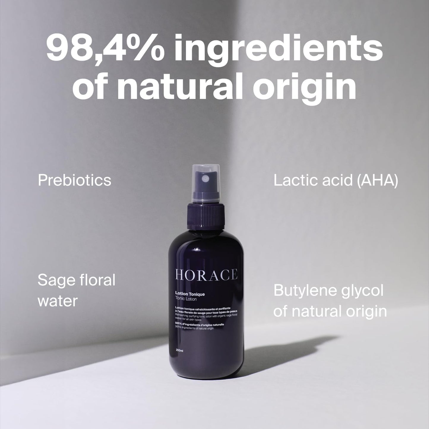 HORACE Tonic Lotion for Men - Toner Spray with Prebiotics - Gentle Skincare for All Skin Types - Fresh, Aromatic Scent, 6.7 fl.oz