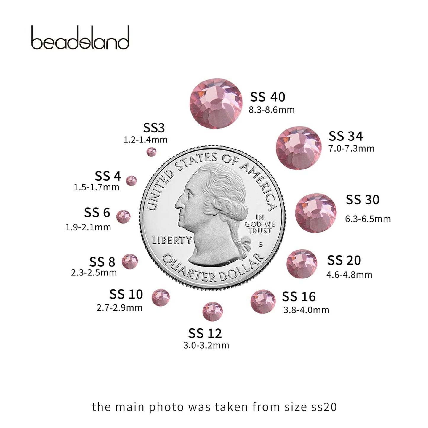 beadsland Flat Back Crystal Rhinestones Round Gems for Nail Art and Craft Glue Fix,Light Purple (4.6-4.8mm) SS20/1440pcs