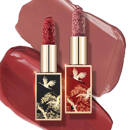 Catkin Moist Lipstick Hydrating High Impact Color Infused with Vitamin E and Avocado Oil Smooth Soft Texture Long Lasting Glow + Matte Finish 2pcs Set 01