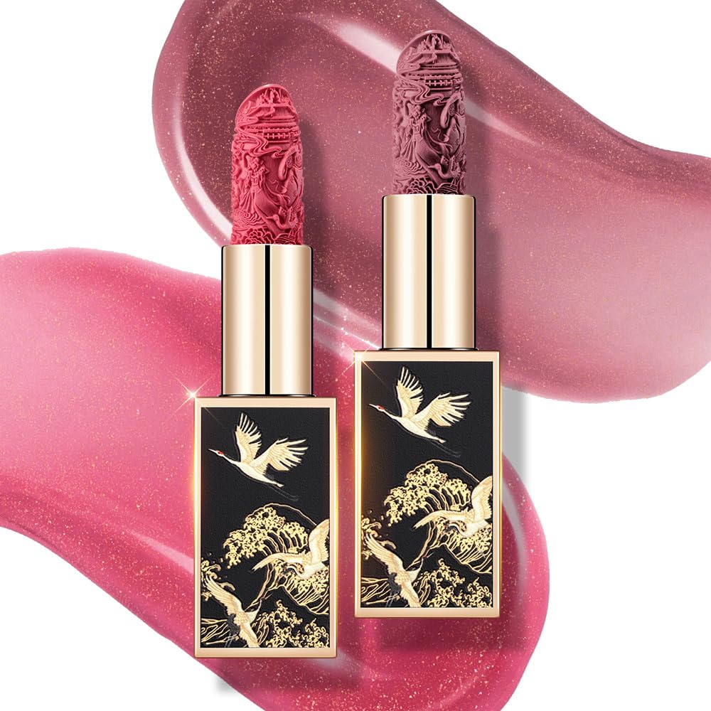 Catkin Moist Lipstick Hydrating High Impact Color Infused with Vitamin E and Avocado Oil Smooth Soft Texture Long Lasting Red Glow Finish 2pcs 07