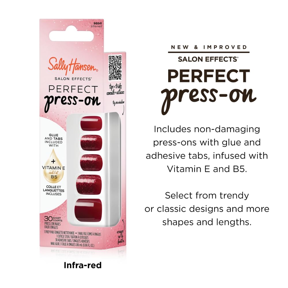 Sally Hansen Instant Cuticle Remover & Salon Effects Infra-Red Press On Nails Kit - 15 Second Gel Formula with Aloe