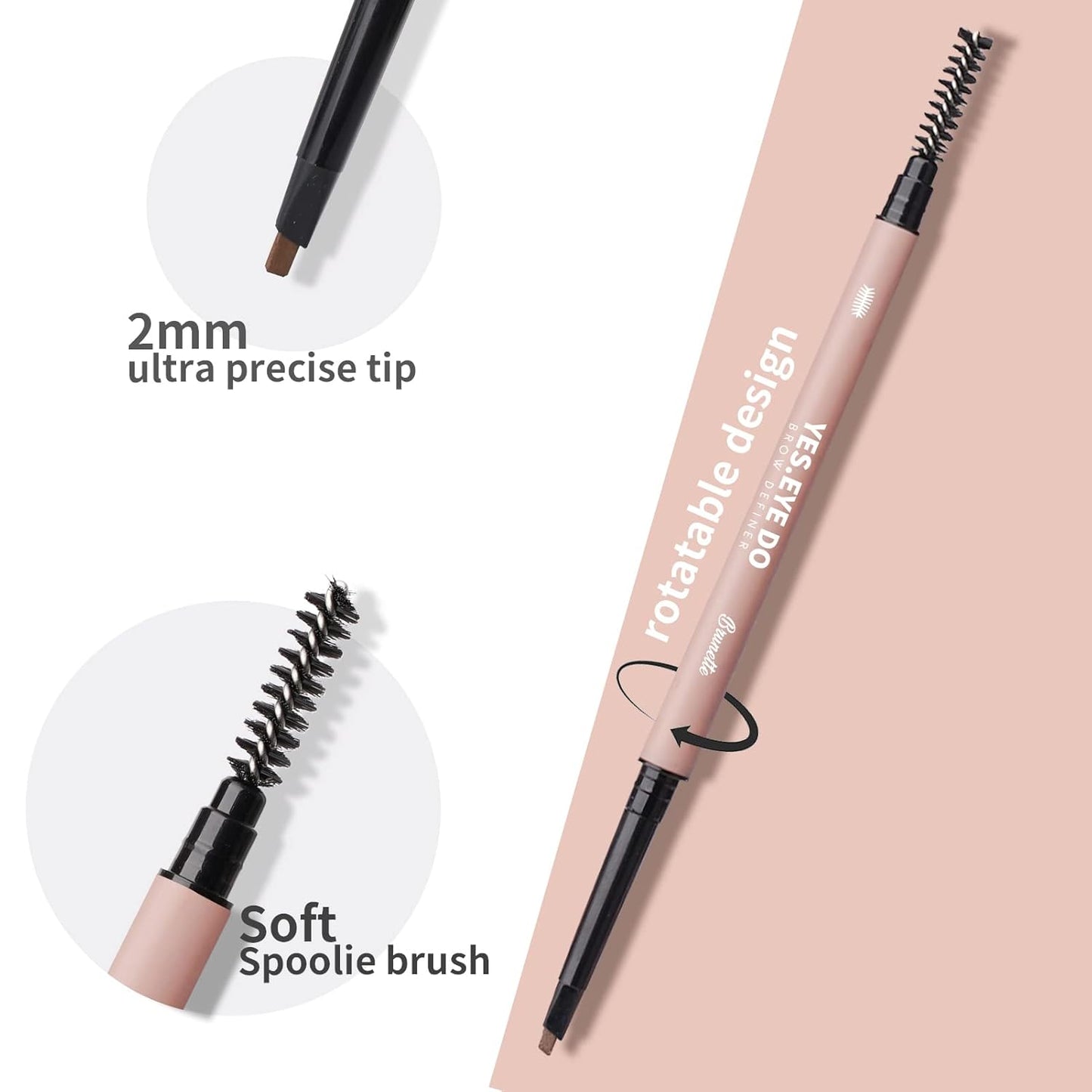 Auburn Eyebrow Pencil with Brush, Retractable Eye Brow Pen Auburn for Red Hair, Ultra Precise Microfilling Brow Pencil Waterproof, Create Fluffy & Natural Bushy Brows, YES.EYE DO