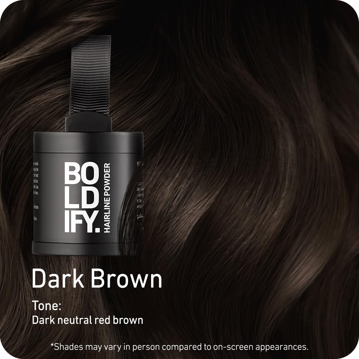 BOLDIFY Hairline Powder (LARGE, 10g) - Root Touch Up Hair Color for Gray Coverage - Bald Spot Concealing Hair Powder for Women & Men - 48-Hour Stain-Proof - Dark Brown