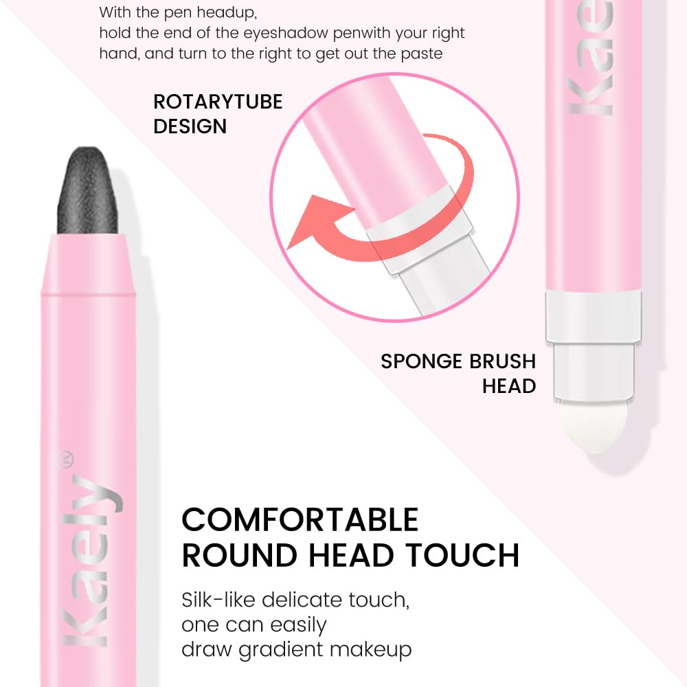 evpct 2Pcs Cream Eye Shadow Brightener Sticks Set for Eyes Waterproof, Dazzling Grey & Pearl Black Shimmer Cream Eyeshadow Applicator Stick Pigmented Eye Makeup sombras en crema para ojos 02+03