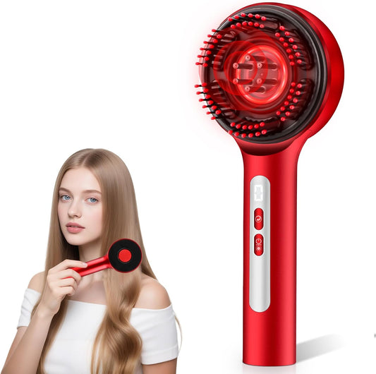 Scalp Massager with Hair Oil Applicator Hair Brush Electric Scalp Massager Hair Comb Red and Blue Light Electric Massage Comb at home for Men Women Multifunctional Massage Comb