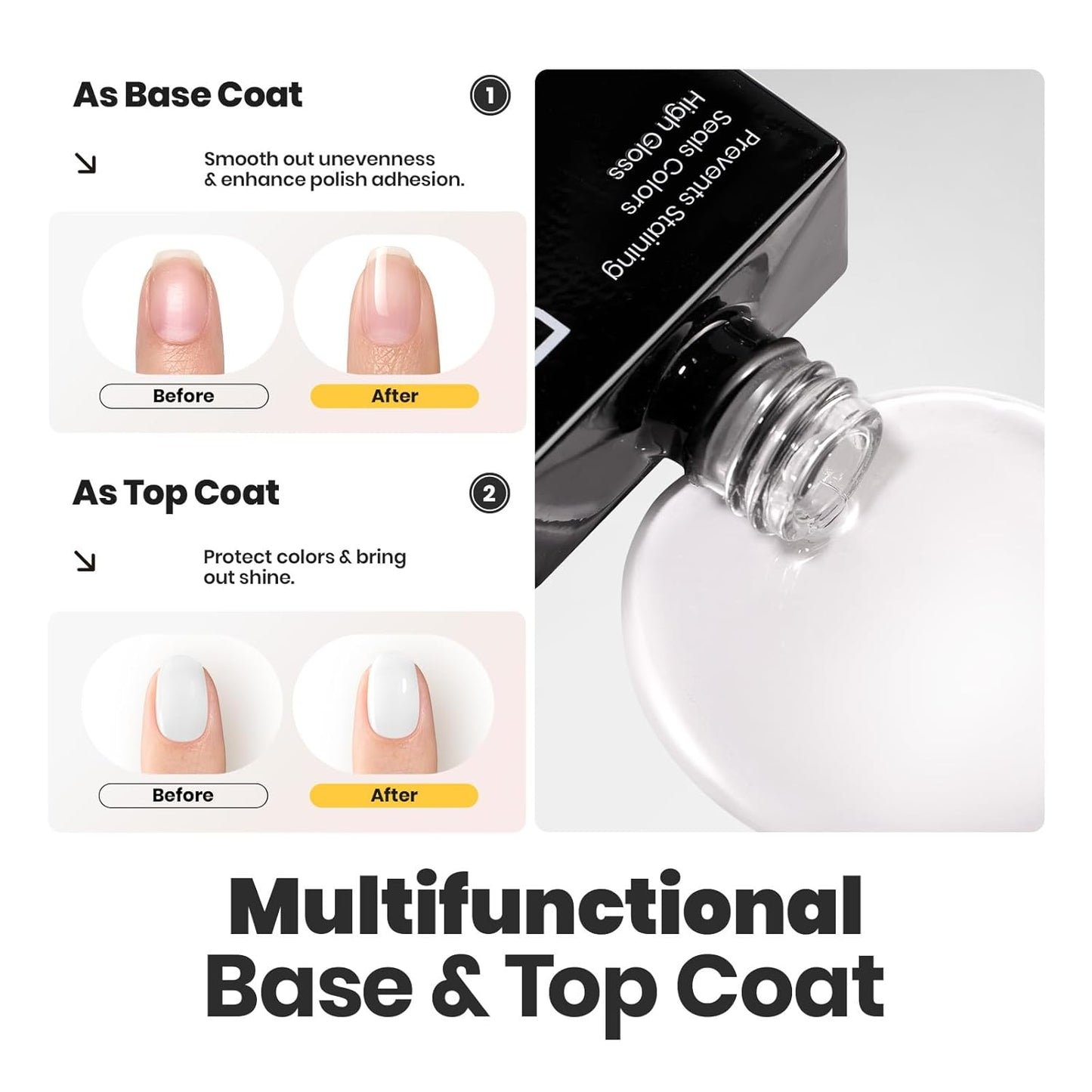 Beetles White Nail Polish - 15ml Milky White Nail Polish with 2 in 1 Base Top Coat Quick Dry & Long Lasting Nail Polish Set Milk Cheese Nail Strengthener Polish Gift for Women Girls