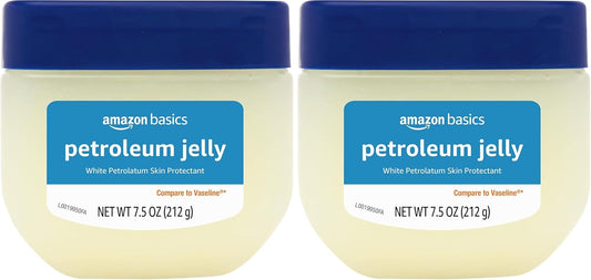 Amazon Basics Petroleum Jelly White Petrolatum Skin Protectant, Unscented, 7.5 oz, 2-Pack, (Previously Solimo)