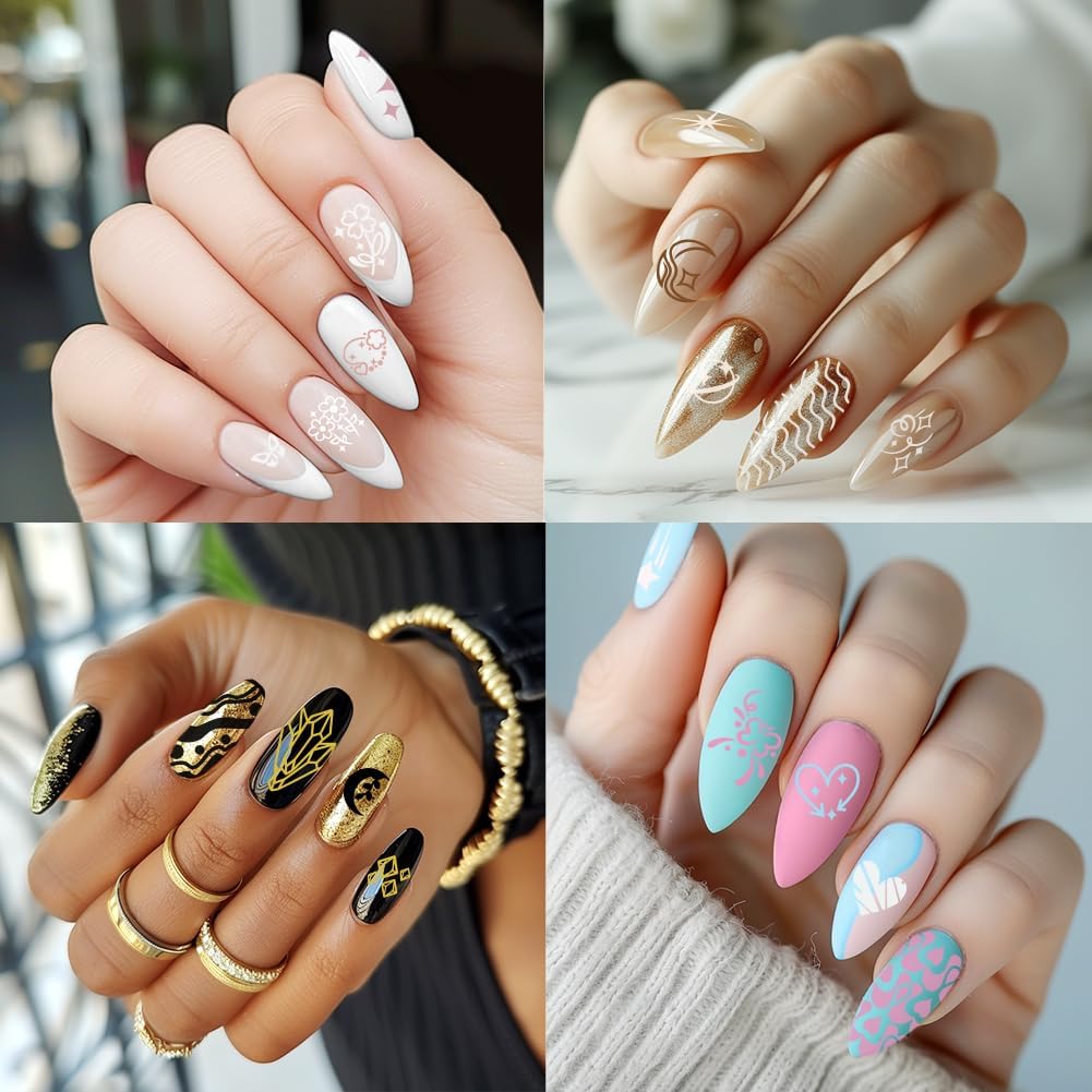 3Pcs Sun Moon Nail Stamping Plate Heart Nail Stamping Templates French Line Tip Art Stamp Sun Moon Plates Stainless Steel DIY Reusable Tools for Manicure Printing