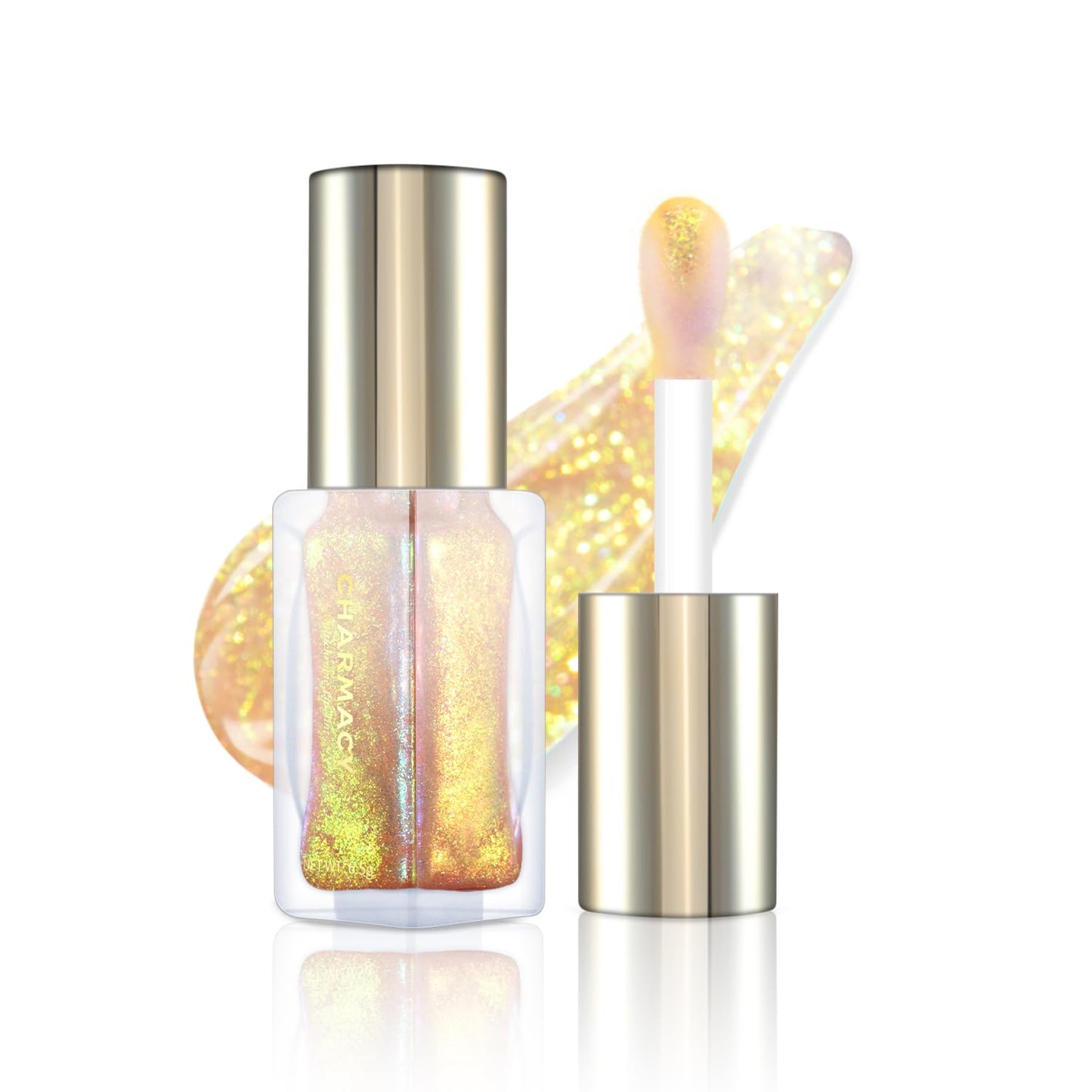 CHARMACY Aurora Chameleon Moisturizing Lip Gloss, MultiColor Shifting Shimmer Lip Gloss, Hydrating Non-Sticky Formula Glitter Lip Glaze, Easy to Apply, Long-Lasting, High-Shine Sheer Finish #01