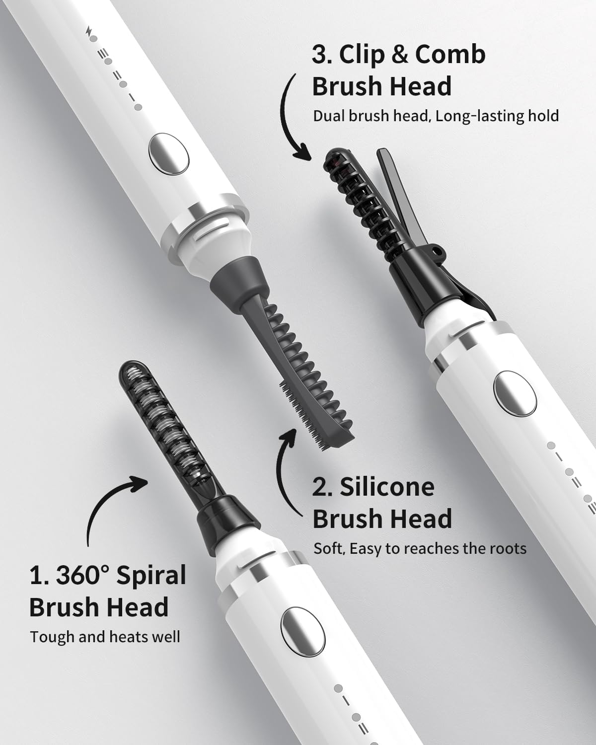 COPPA Electric Lash Curler, LP-1 Lipstick Type 3-in-1 Heated Eyelash Curler with 3 Brush Heads 3 Curling Modes and 3 Temp & 5s Quick Heat-up, Perfect for Beginners and Makeup Pros, White