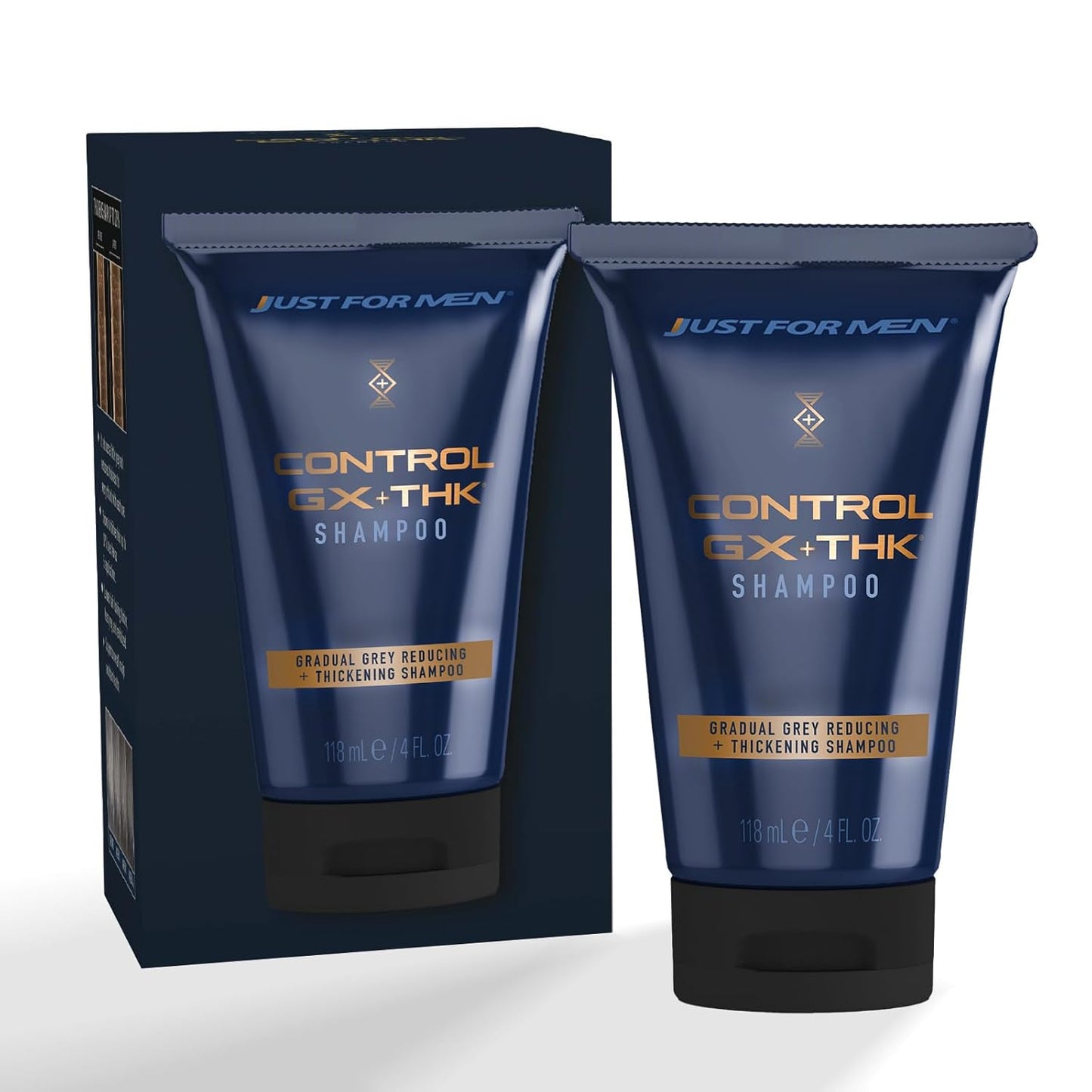 Just for Men Control GX + THK Thickening Shampoo with Grey Reduction, Shampoo for Thinning Hair with Alpha Keratin, Thickens Hair Up to 20%, Works with Every Hair Texture, 4 oz