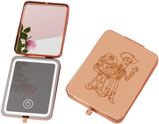 3X Magnifying Makeup Mirror with Lights, LED Compact Travel Mirrors for Pocket,Purse, Double-Sided Foldable Handheld, Vanity Mirror with Lights, Makeup Vanity Desk Bathroom, Gifts for Women