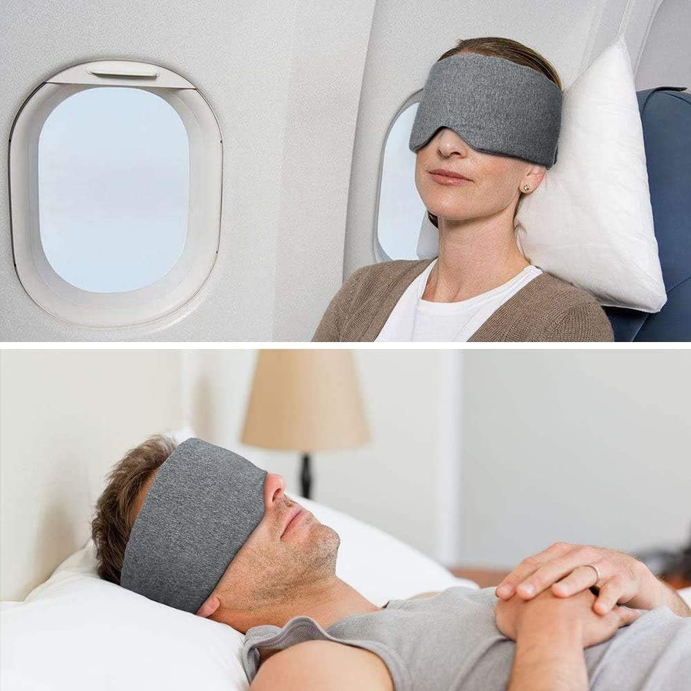 FRESHME Cotton Eye Mask for Sleeping in Gift Box - Soft and Adjustable Extensions Sleep Mask with Earplugs and Pouch for Women and Men, Blackout Cover for Night Travel Relaxation