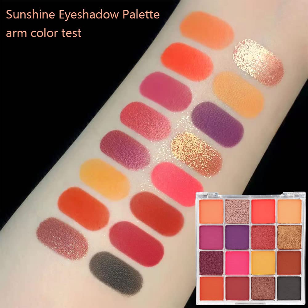 16 Girds Colorful Matte Shimmer Eyeshadow Palette for Eye Makeup,High Pigmented Eye Shadow Primers Powder Palet de sombras de ojos-Glitter Color#