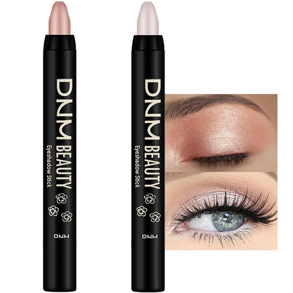 evpct 2Pcs Cream Eyeshadow Brightener Sticks Set for Eyes Waterproof, Champagne Shimmer & Pearl Shimmer Matte Metallic Eye shadow Stick Pencil Pen Bulk sombras en crema para ojos 17 +18