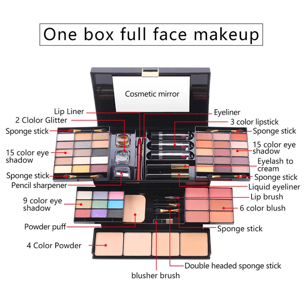 Professional 39 Colors Eyeshadow Palette All-in-one Cosmetic Makeup Gift Set including Matte Shimmer Highly Pigmented Eye Shadows, Blush, Pressed Powder and Lipstick