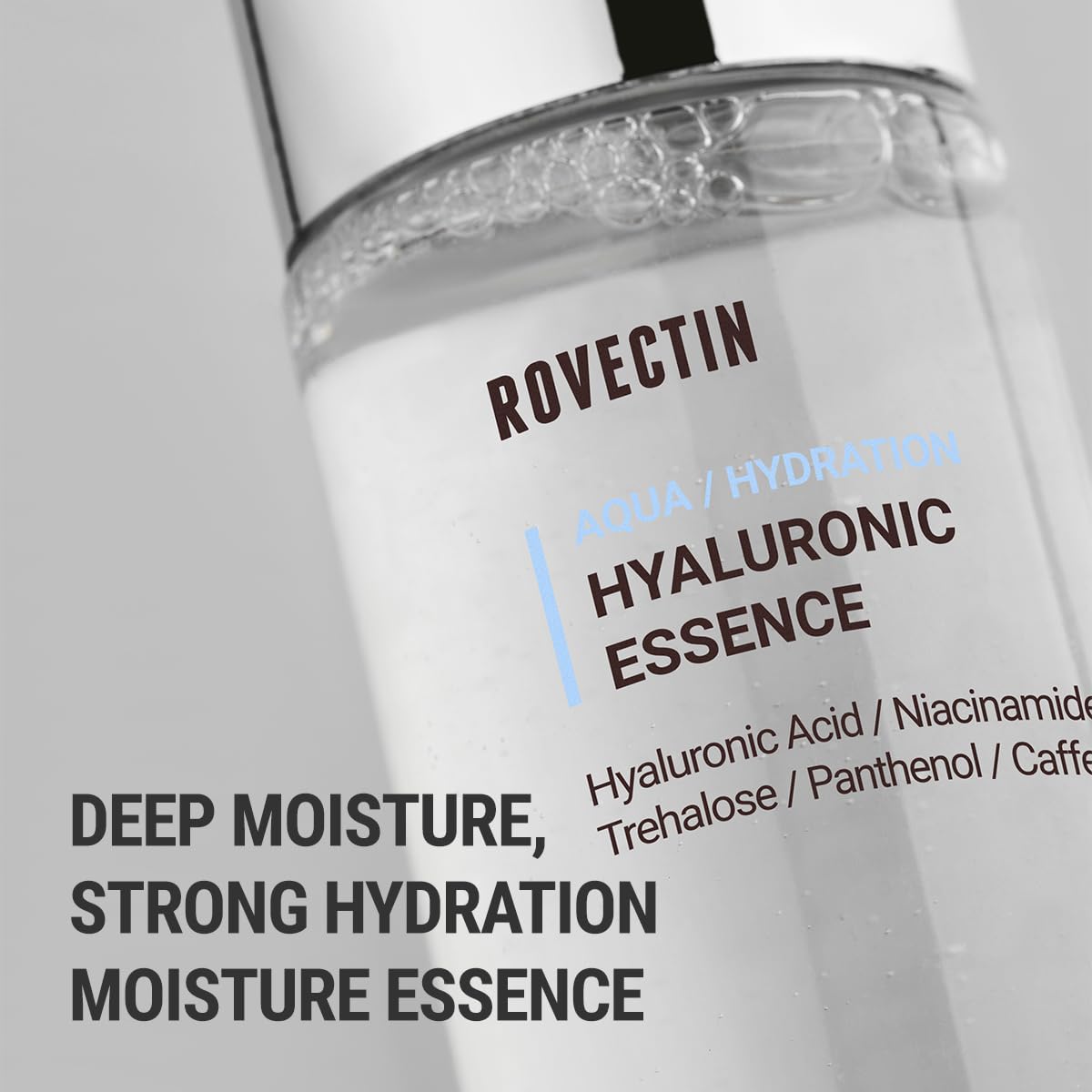 ROVECTIN Aqua Hyaluronic Essence (Activating Treatment Lotion) - 7 Layers Hyaluronic Acid Facial Toner with Niacinamide & Panthenol, Vegan Korean Skin Care (6.08 fl.oz)