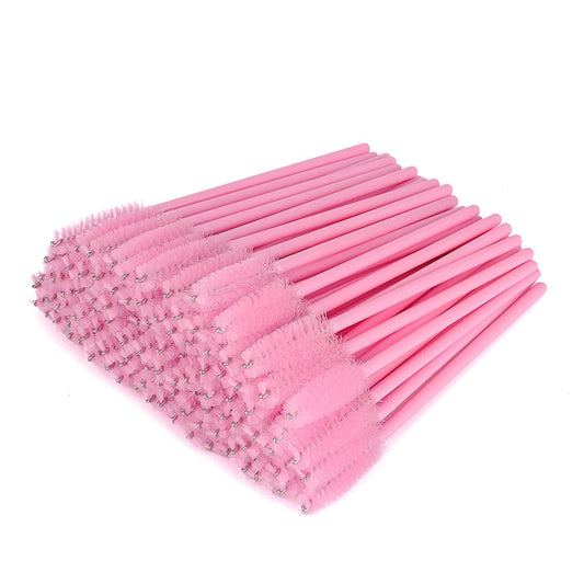 G2PLUS 300PCS Disposable Eyelash Brushes, Adjustable Mascara Wands Makeup Applicator Kits, Lash Spoolies Brushes for Eyelash Extensions and Eyebrows (Pink)