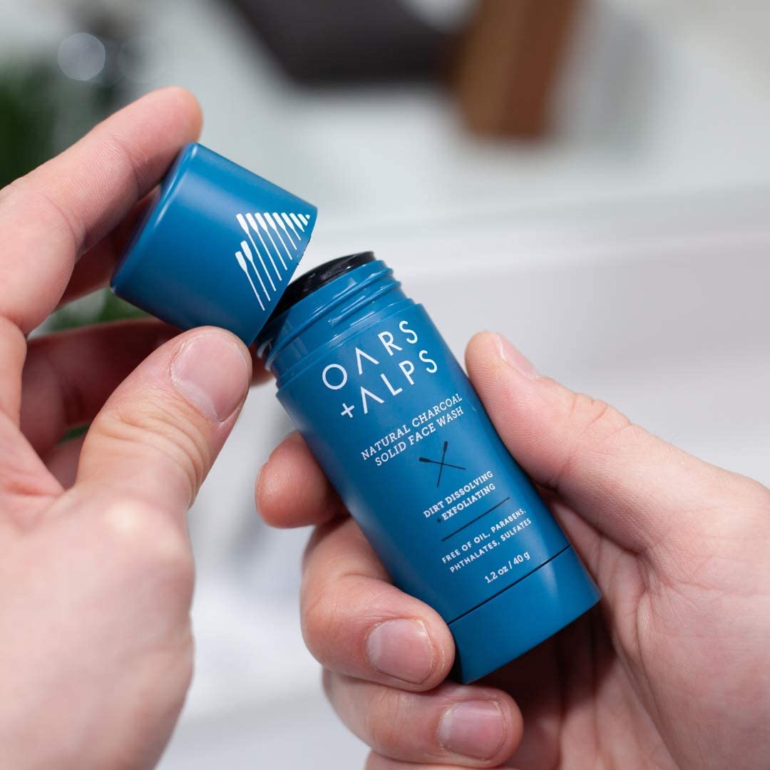 Oars + Alps Face Wash with Activated Charcoal, Dermatologist Tested Exfoliating Facial Cleanser, TSA Friendly, 1.4 Oz, 2 Pack