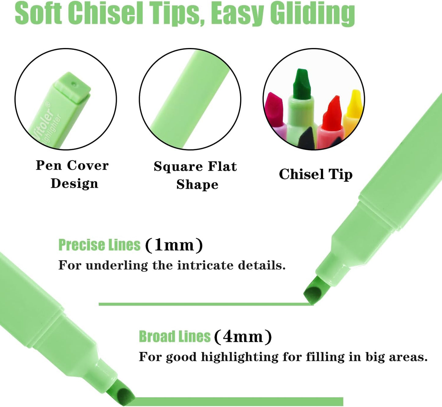 Bible Highlighters, 10 Pack, Assorted Colors, Fast Dry, Pastel Highlighters No Bleed, Set, Bible Journaling Highlighter, Marker, Colored School Supplies