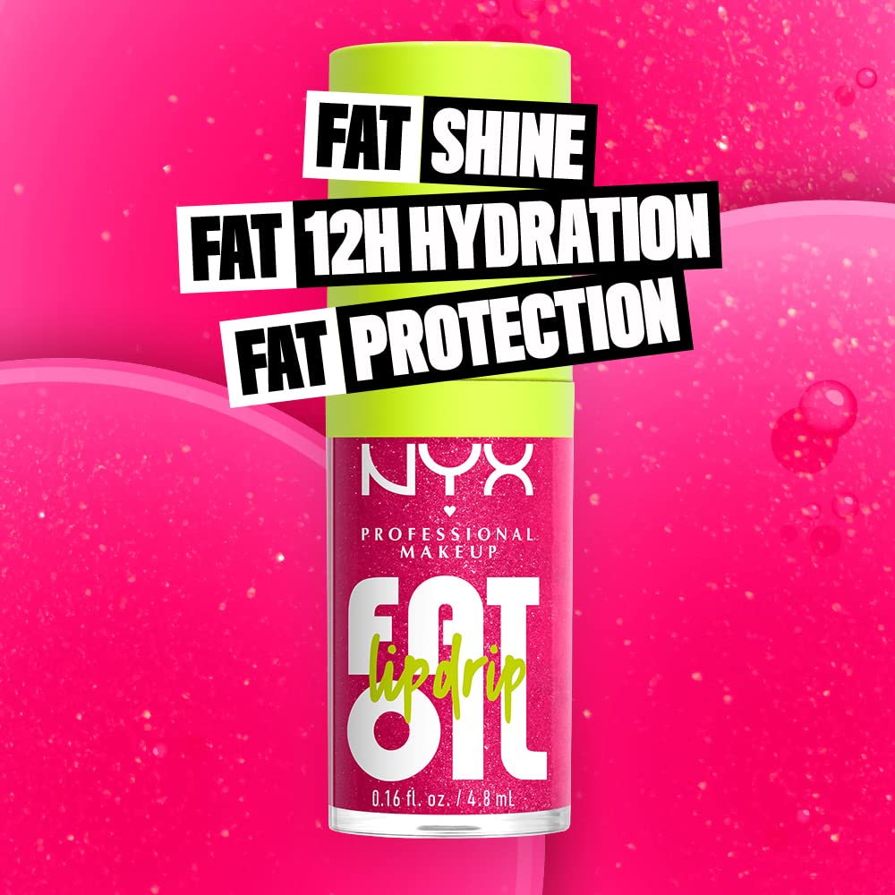 NYX PROFESSIONAL MAKEUP Fat Oil Lip Drip, Moisturizing Lip Oil Gloss, Vegan Tinted Formula, Up to 12 HR Hydration - Supermodel (Shimmering Magenta)