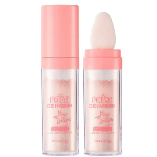 Polvo De Hadas Fairy Dust Highlight Patting Powder - Full Body Contouring and Clavicle Pearlescent Patting Powder for Face and Eye, Christmas Sparkling Body Glitter (#02 Fairy Pink)