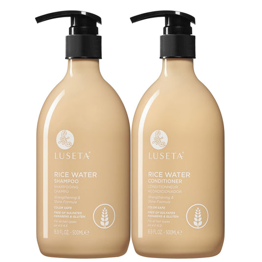 Luseta Rice Water Shampoo and conditioner Set Strengthening & Nourishing Revitalizes Shine for All Hair Types Hydrating & Frizz Control for Women and Men 16.9oz*2