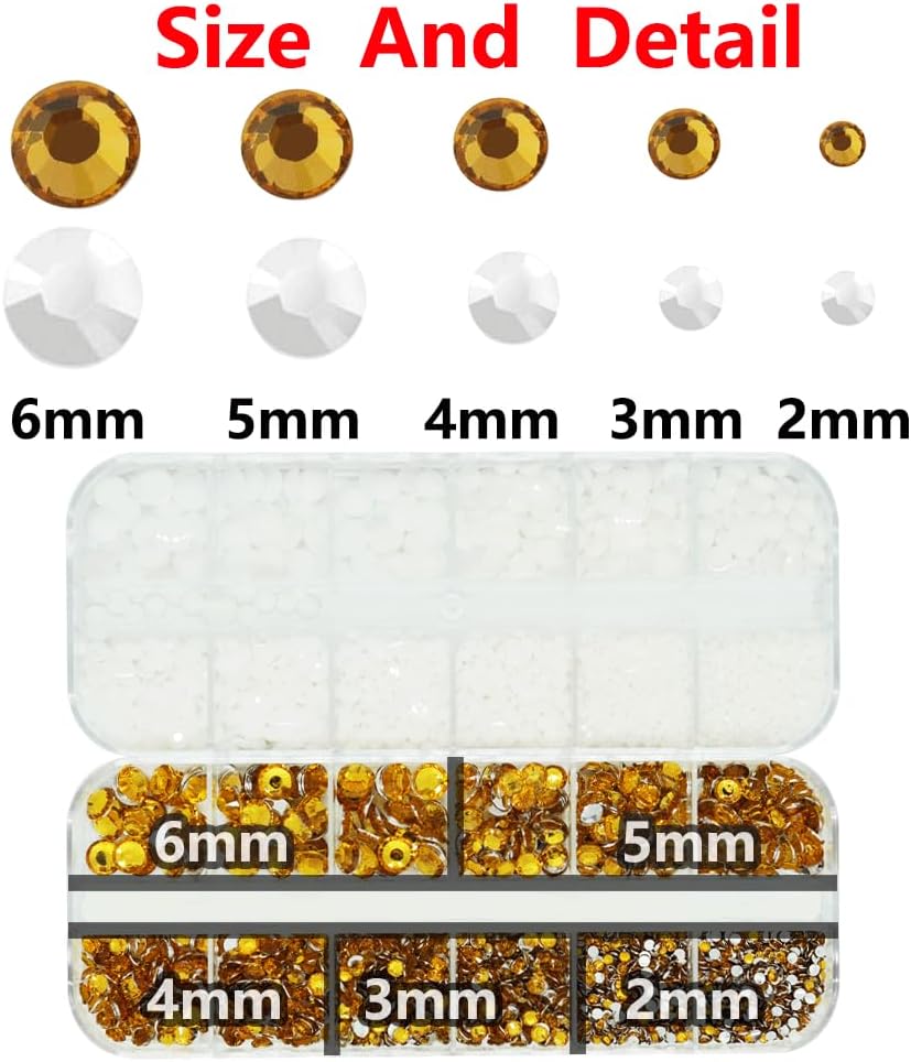 White And Gold Rhinestones with Glue(S8-S30) for Bedazzling,2mm-6mm Non-Hotfix Flatback Nail Gems Beads with B7000, Resin Nail GemsStones Diamond Kit for Bedazzle Crafting, Nails DIY Art Decoration