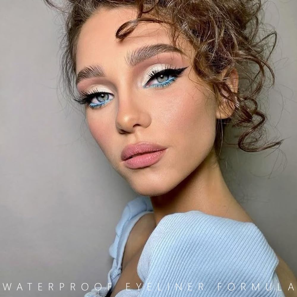 evpct Teal Eyeliner Pencils for Eyes, Light Green Matte Colored Eye Liner Pencil Makeup Waterproof Smudge Proof, Colored Gel Waterline Eyeliner Liquid, Face Eye Paint Stick Lipstick Halloween Makeup 6