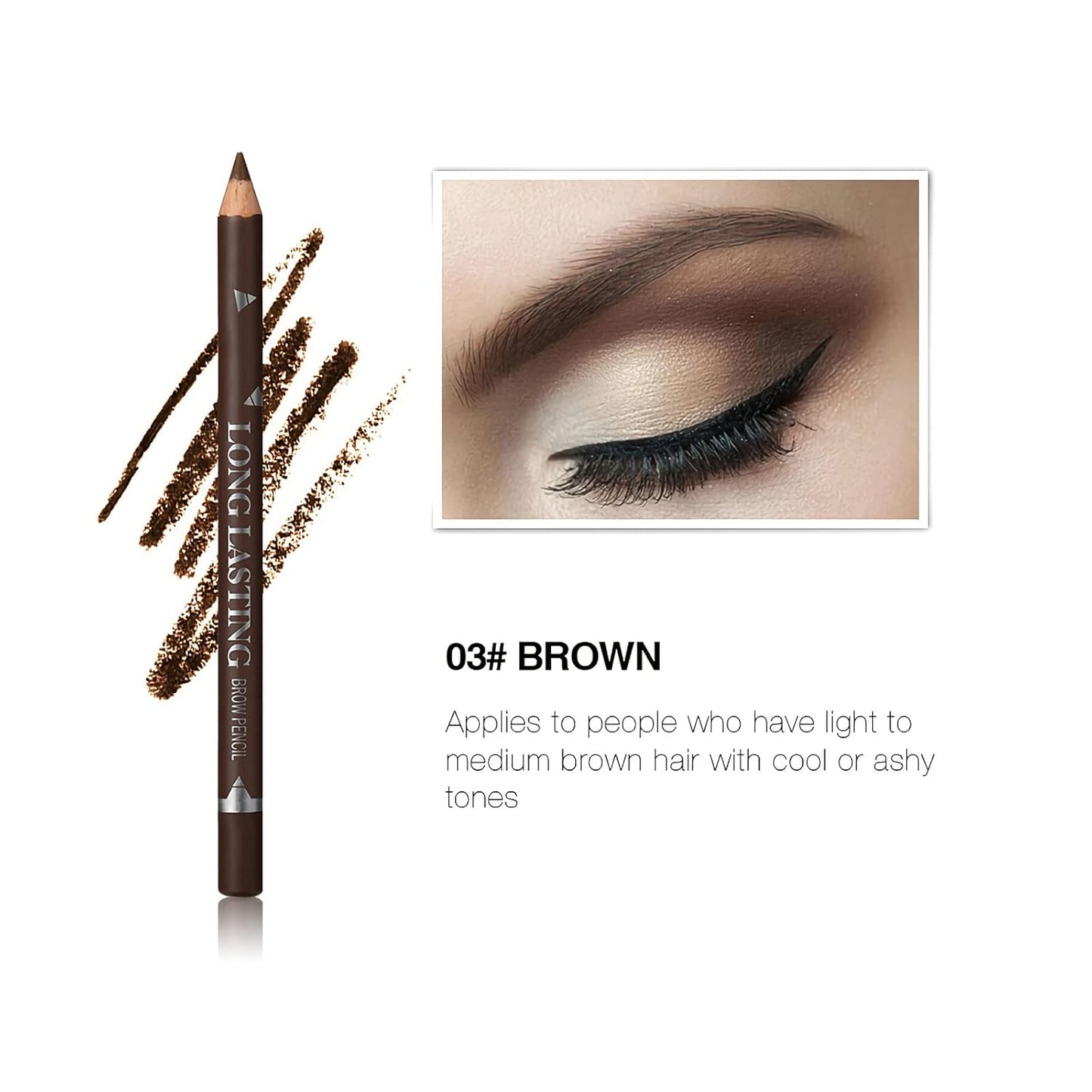 12 Pcs Brown Eyebrow Pencil Eyeliner Makeup，Soft Textured，Easy to Color，Long Lasting，Waterproof Eyebrow Pen for Fills in Sparse Areas and Gaps，Create a Natural Eye Brow