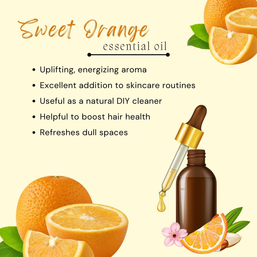 Sweet Orange Essential Oil - 16 fl oz (473 ml) Amber Glass Bottle - 100% Pure Essential Oil - GreenHealth
