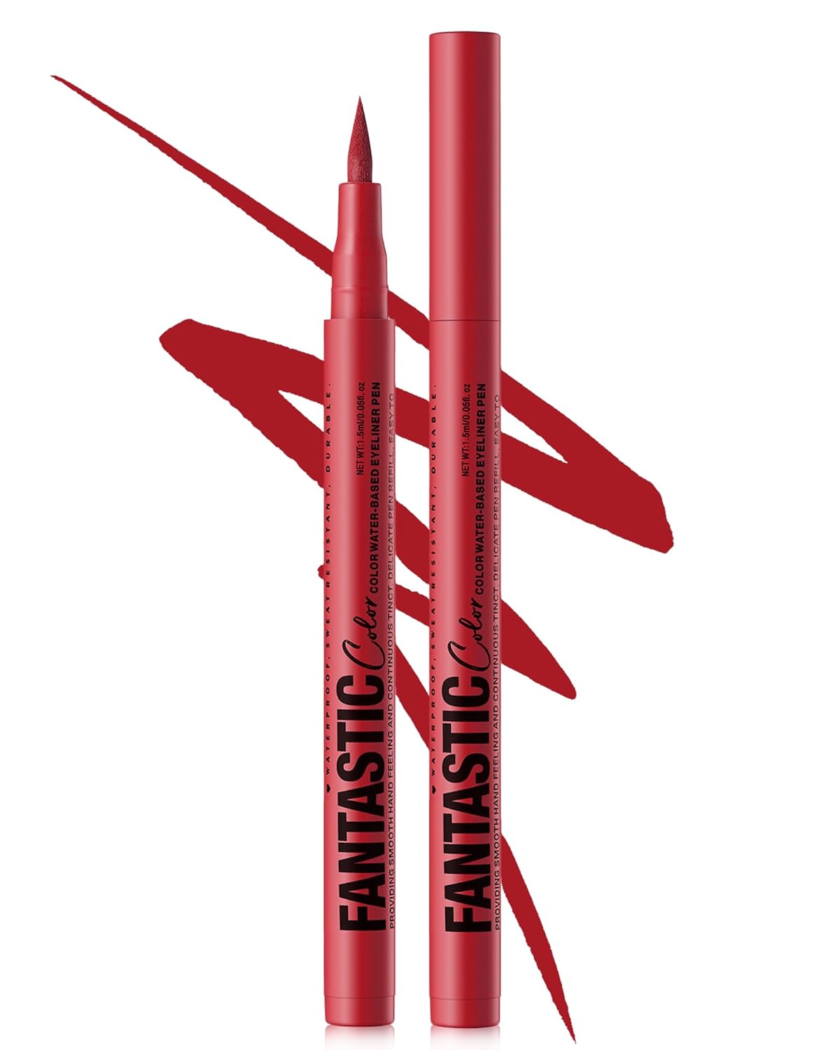 Red Matte Liquid Eyeliner Pencil, Colorful High Pigmented Waterline Eye liner Waterproof Pen, Bright Colored Smudgeproof Long Lasting Eyeliner Pen Christmas Party Festival Makeup Gift for Women-05