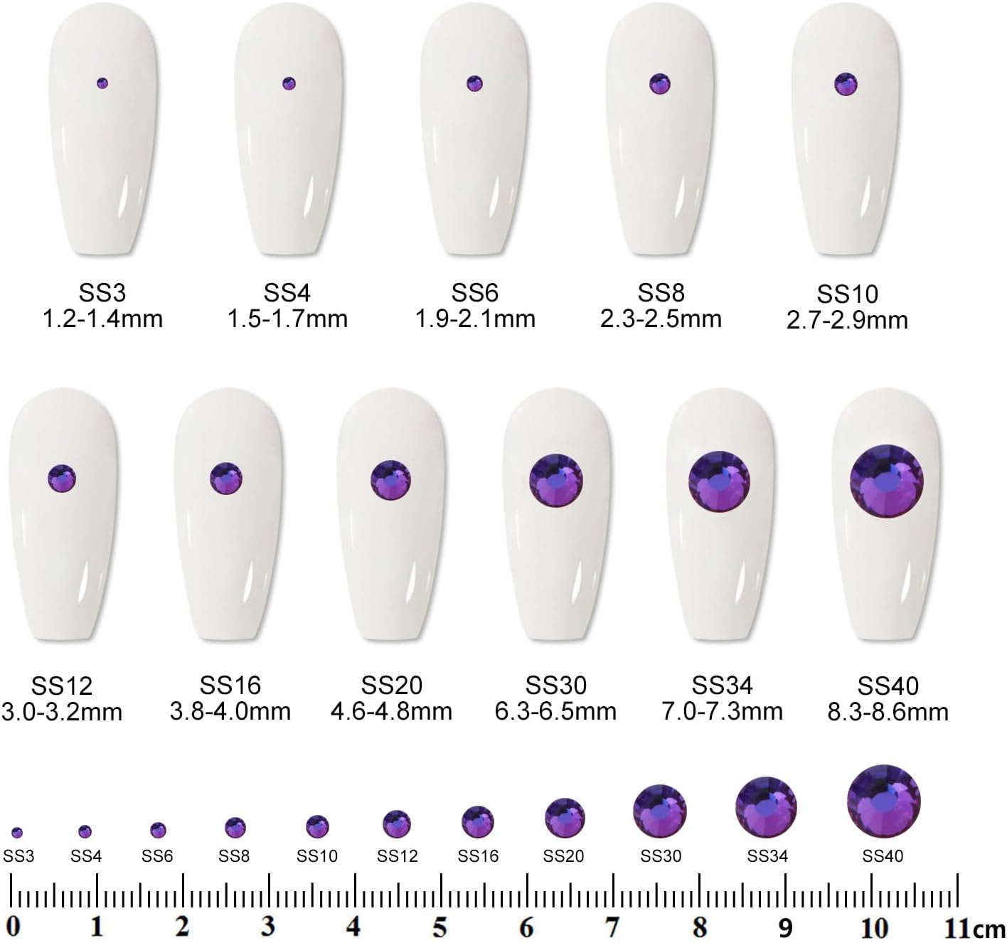 2000 PCS SS20 Flatback Rhinestones,12-Facet Diamond-Cut Glass Gems for Nail Art,Clothing,DIY Crafts,Glue-On Decoration Stones with Silver Backing,Purple Velvet