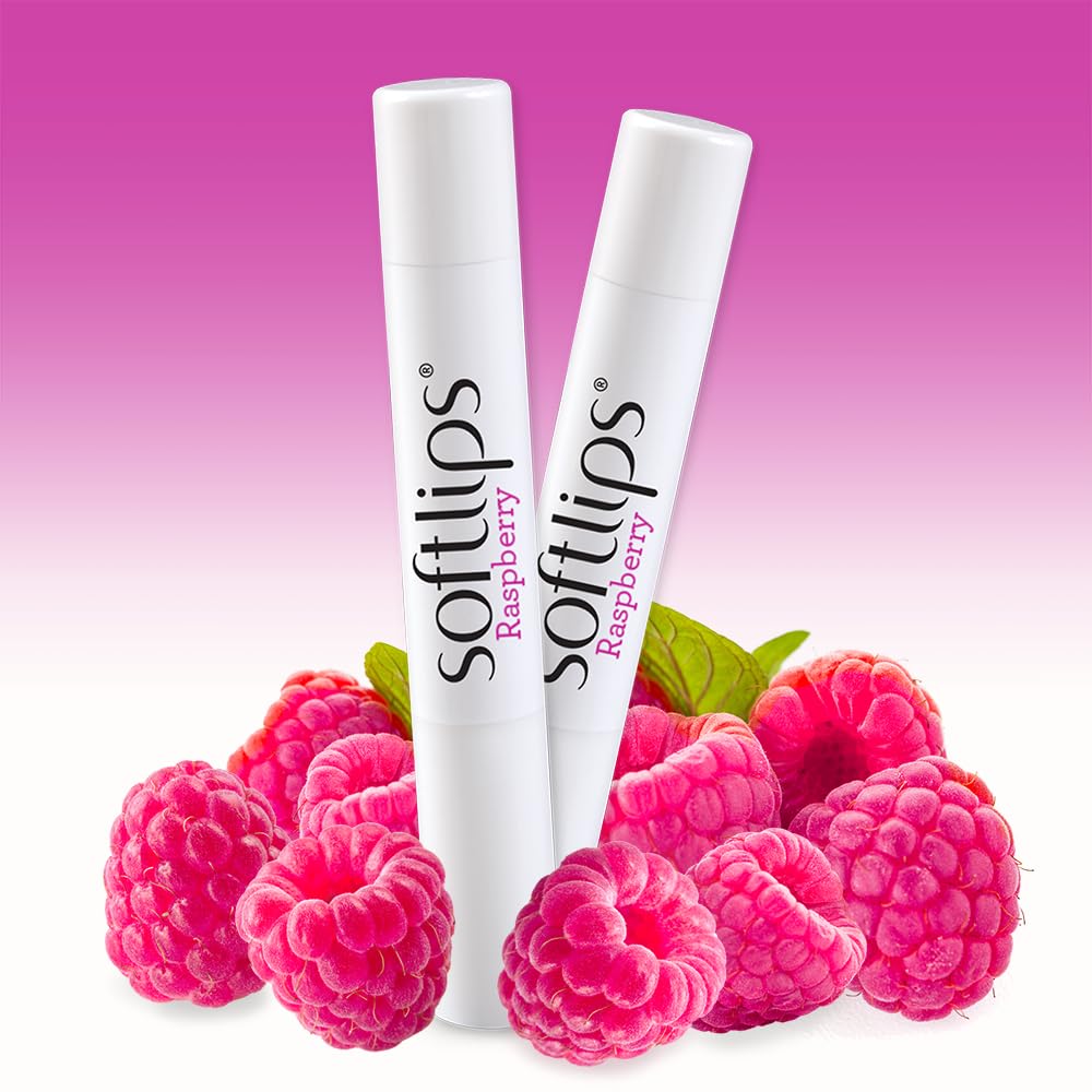 Softlips Raspberry Lip Balm with Green Tea Extract 2-Pack with SPF 20 - Hydrating Protection for Smooth, Delicious Lips