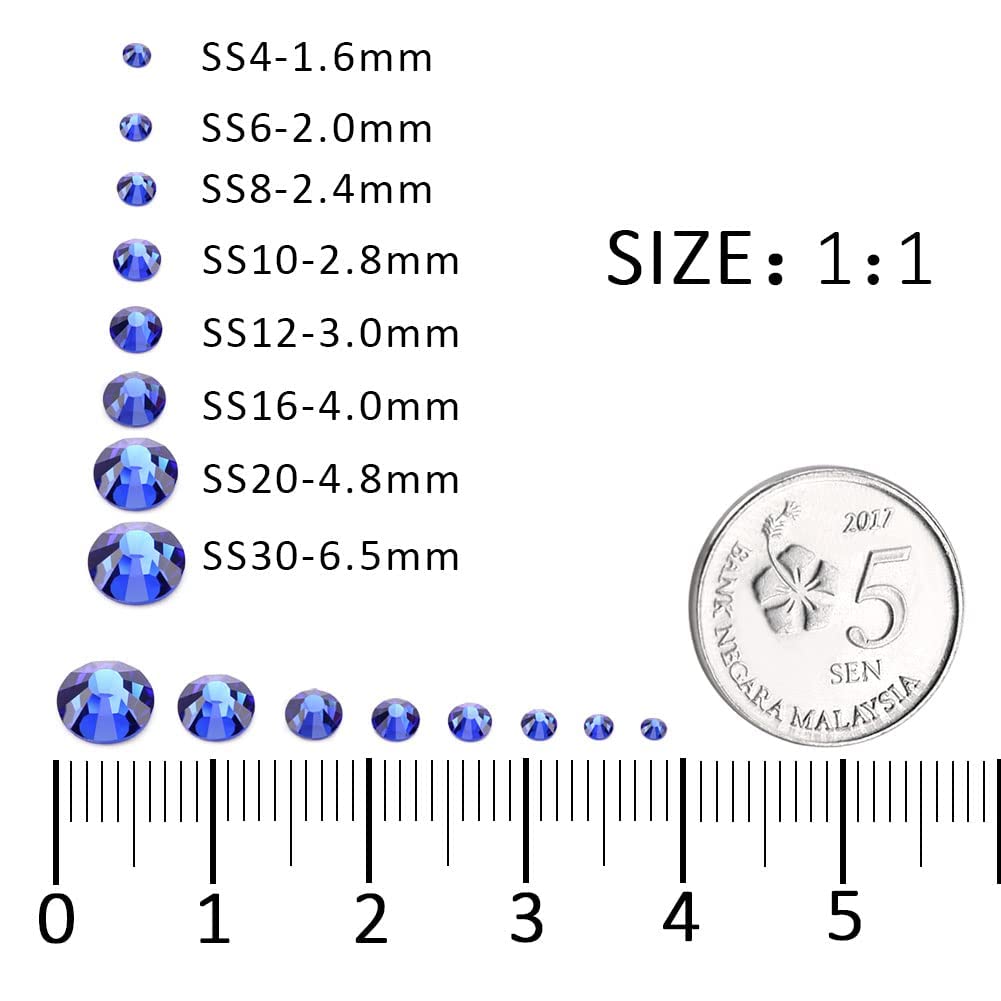 3000Pcs Royal Blue Crystal Rhinestones,Glass Flatback Rhinestones Mini Gemstones for Nail Face Makeup Art Crafts Clothes Decoration -(SS10,2.8mm,Royal Blue)