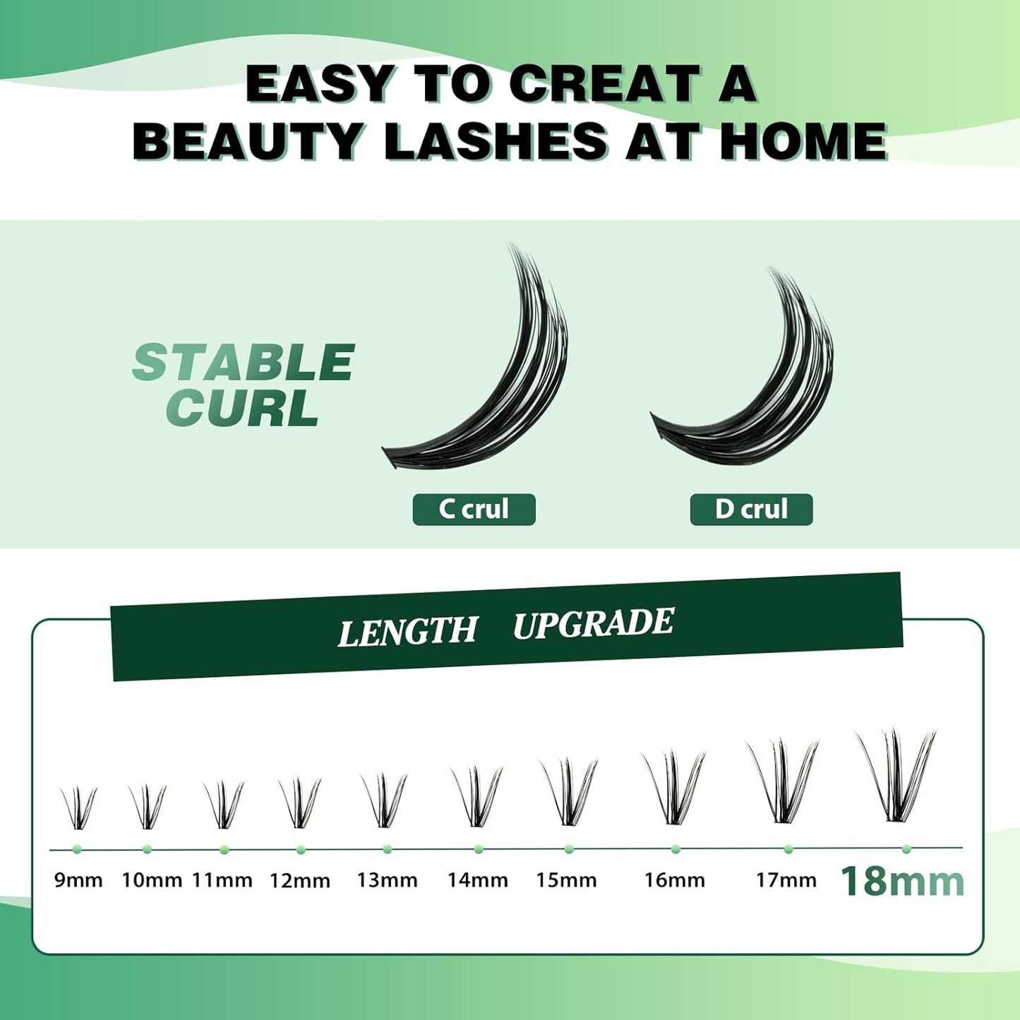 Lash Clusters 300pcs Individual Lashes 40D 0.07D Curl 15mm DIY Eyelash Extension KEYYOU Large Tray Volume Soft&Natural Eyelash Clusters(50D-0.07D,15）